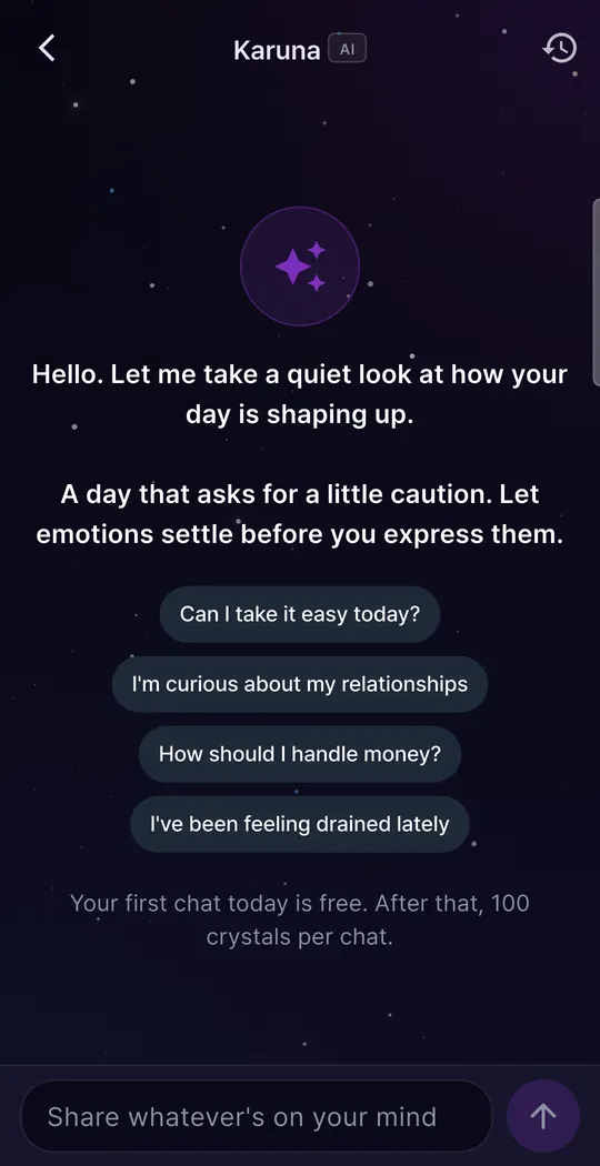 Soulcard app screen 1