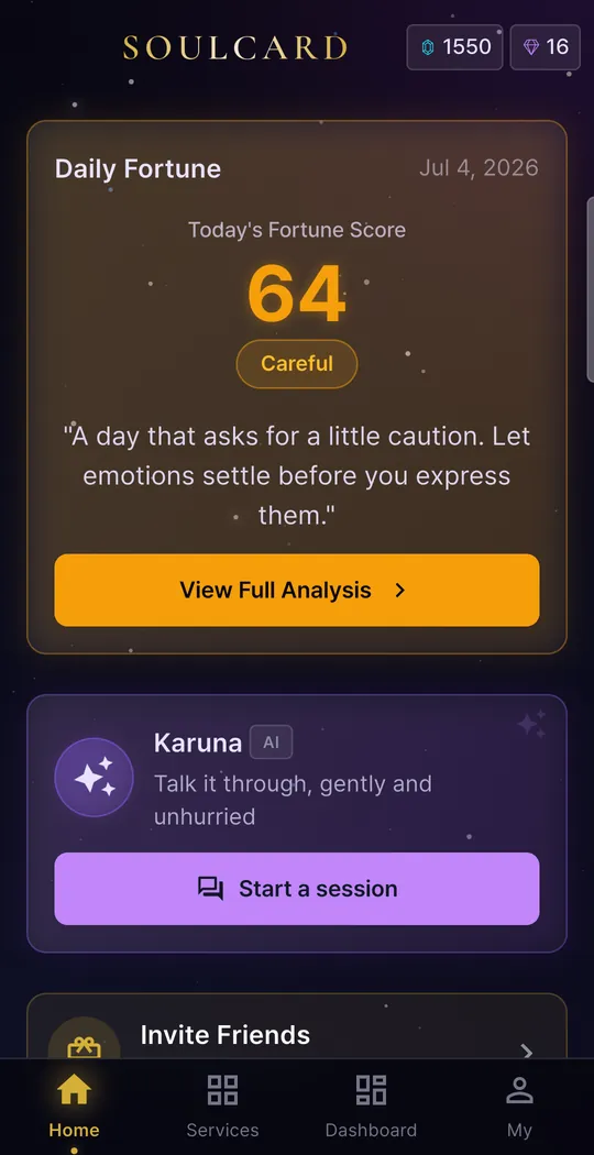 Soulcard app screen 2